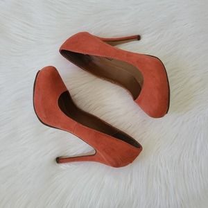 Michael Antonio Faux Suede Heels Orange Size 7